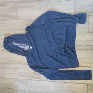 Anthropology Cloth & Stone Blue Lightweight Sweatshirt Knot Front, Size Medium